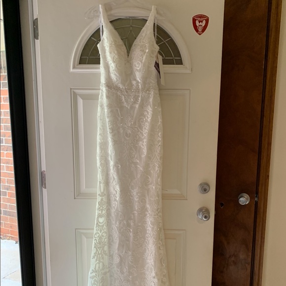 Sequin White Wedding Dress - Picture 1 of 4